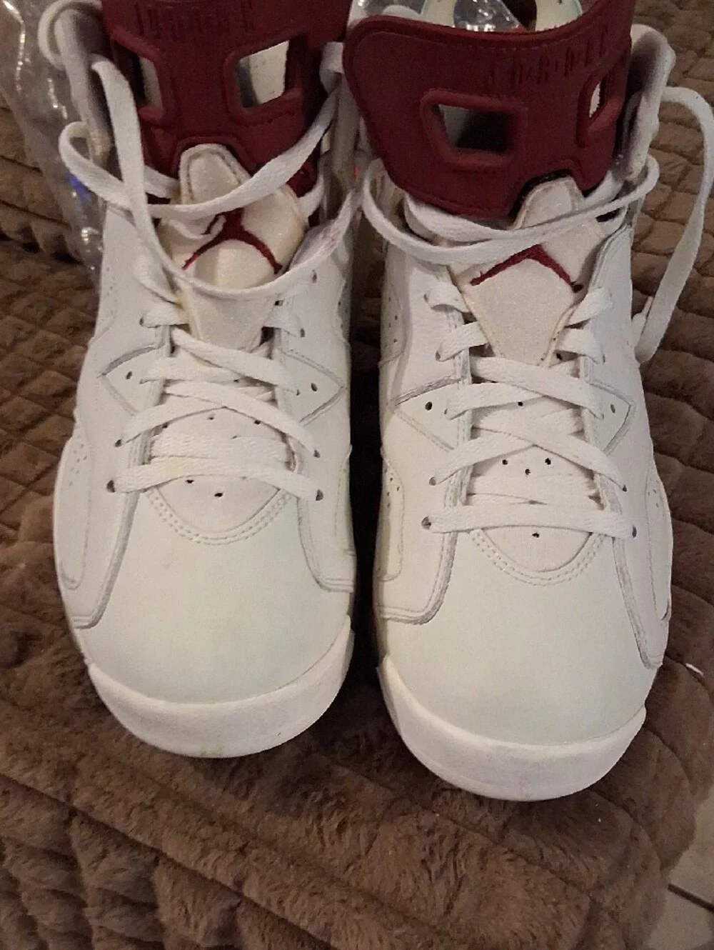 Jordan White and Maroon High-Top Sneakers
